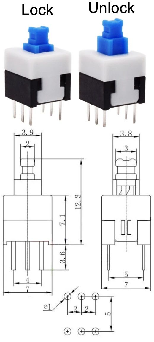 Switch biestable 7x7mm Largo